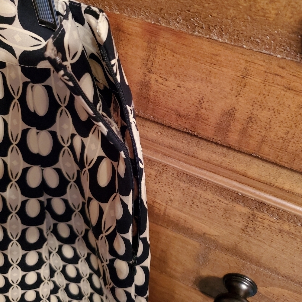 Ann Taylor Women's Skirt Midi Size 4 Black Tan Oval Print A-Line Unlined - Picture 3 of 5